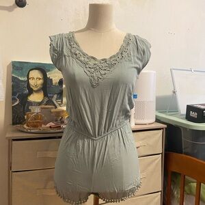 Mint Green Backless Romper